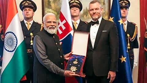 Narendra Modi receives Slovakia's Order of the White Double Cross