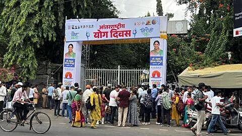 NEET-UG retest at SP College Pune: Yoga banners confuse students
