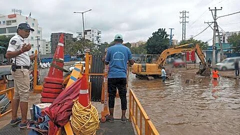 Heavy overnight rain floods Hyderabad IT corridor, disrupting traffic
