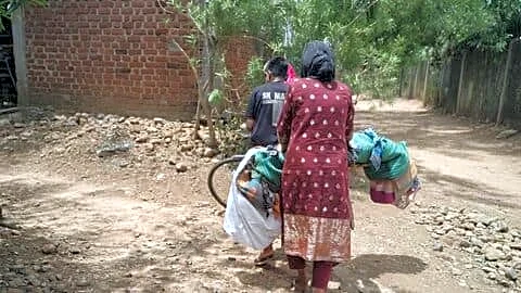 No ambulance, younger son absent, Kantapada family carries Jayanti Bacha