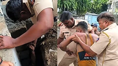 Mumbai Police rescue injured man trapped in Dahisar drain