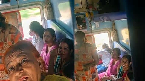 Viral train video shows tired passenger clashing with bhajan singers