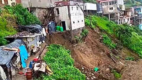 Hotel excavation triggers landslide near Kaddukhal, building tumbles, no casualties