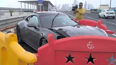 Porsche crashes into divider on Mumbai Coastal Road, driver unhurt