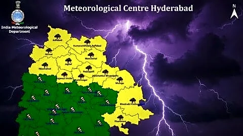 IMD warns of thunderstorms in 17 Telangana districts Tuesday