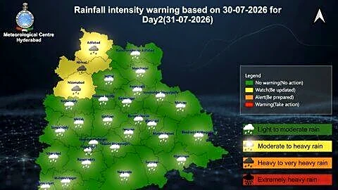 IMD warns heavy rain and strong winds across Telangana Friday