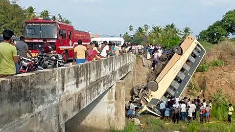 Tamil Nadu bus falls into river trapping over 20 people
