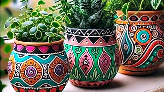 How to paint terracotta pots with geometric designs