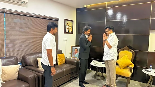 Vijay meets ex-CM MK Stalin, his son Udhayanidhi