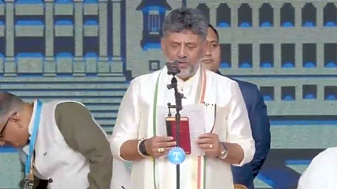Holding Constitution copy, DK Shivakumar takes oath as Karnataka CM