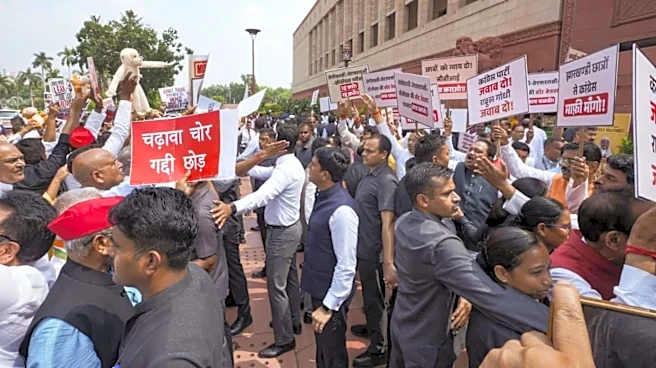 '56-inch ka bandar': Opposition protests with toy monkeys outside Parliament