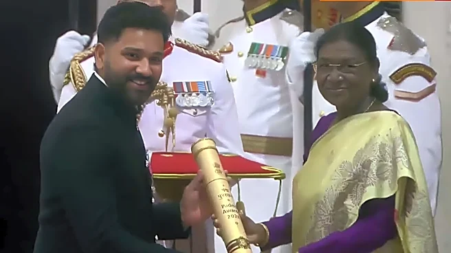 Rohit Sharma receives Padma Shri award from President Droupadi Murmu