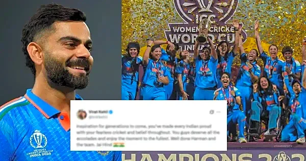 Virat Kohli reacts after India’s Women’s Cricket World Cup 2025 title win; post garners close to 10 million likes