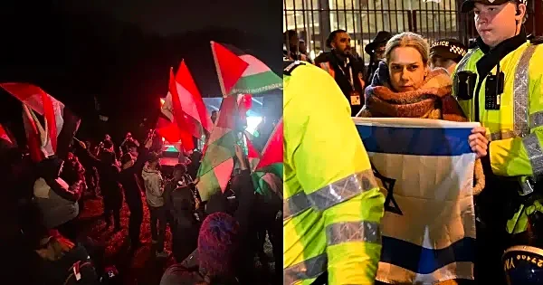 Pre-match protests at Villa Park ahead of Aston Villa vs Maccabi Tel Aviv clash leads to multiple arrests