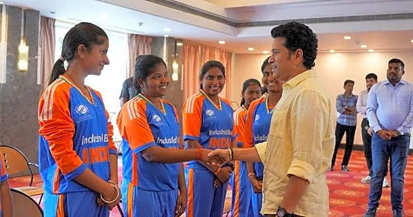 Cricket Legend Sachin Tendulkar meets T20 Blind Women’s World Cup Champions