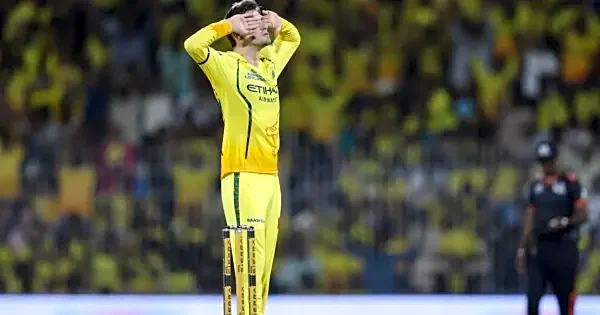 Noor Ahmad hits signature celebration after dismissing Cameron Green and Ajinkya Rahane on consecutive deliveries