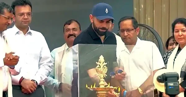 Virat Kohli inaugurates branch of West Delhi Cricket Academy in DPS RK Puram with his childhood coach Rajkumar Sharma