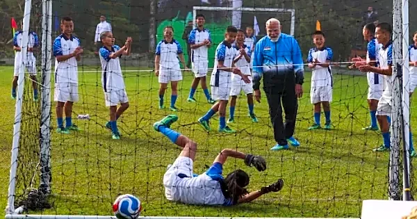PM Narendra Modi teases kids in Sikkim with ‘mujhe hara doge' as he plays football with them