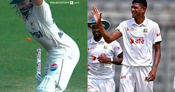 Mohammad Rizwan leaves ball only to nip it back and destroy stumps in first Test against Bangladesh
