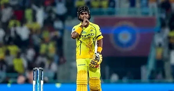 Kartik Sharma brings out ‘silence’ celebration after scoring second IPL 2026 half century in game against Lucknow Super Giants