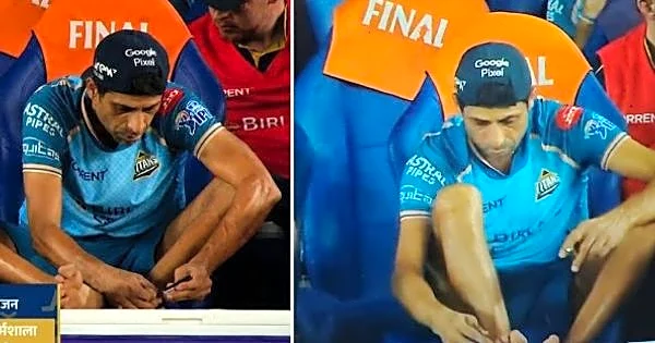 Ashish Nehra spotted cutting nails during IPL 2026 Final between Royal Challengers Bengaluru and Gujarat Titans
