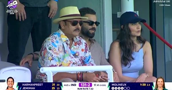 Virat Kohli, Anushka Sharma, Ravi Shastri and Shikhar Dhawan light up stands during India Women vs Australia World Cup clash