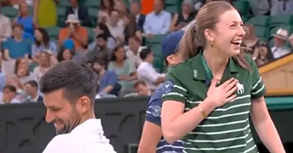 Watch : Novak Djokovic Pranks Ball Girl Mid-Match at Wimbledon, leaves crowd in splits