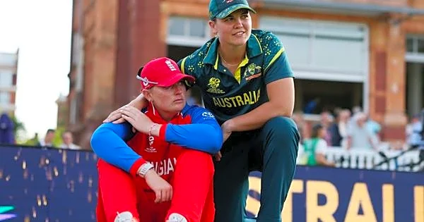 Georgia Voll consoles Sophie Ecclestone as emotions run high following England's defeat at T20 World Cup 2026