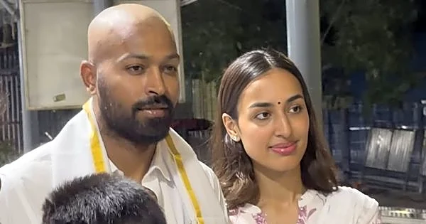 Hardik Pandya goes bald as he offers prayers at Tirumala temple with girlfriend Mahieka Sharma