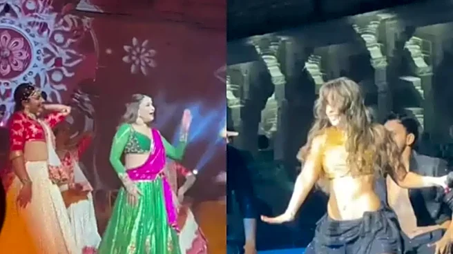 Madhuri Dixit Dances To Dola Re Dola, Nora Fatehi Nails O Saki Saki At Grand Udaipur Wedding - Watch