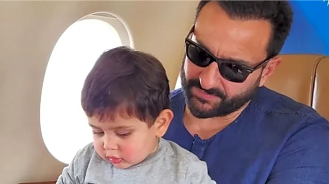 Jeh Blocks Paparazzi From Clicking Pics Of Father Saif Ali Khan, Gives Them Thumbs-Down Sign