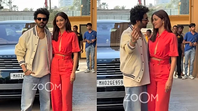 Tu Meri Main Tera Main Tera Tu Meri: Kartik, Ananya Spotted Ahead Of Film Release, Recreate Poster Pose For Paps - Watch