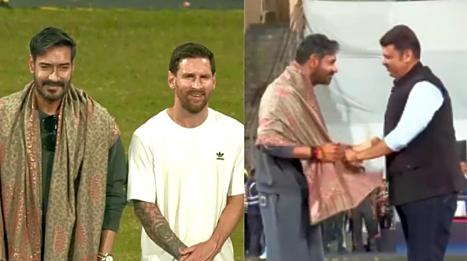 Ajay Devgn Excited To Join Maha CM Devendra Fadnavis For Football Event; Poses With Lionel Messi, Luis Suarez, Rodrigo De Paul