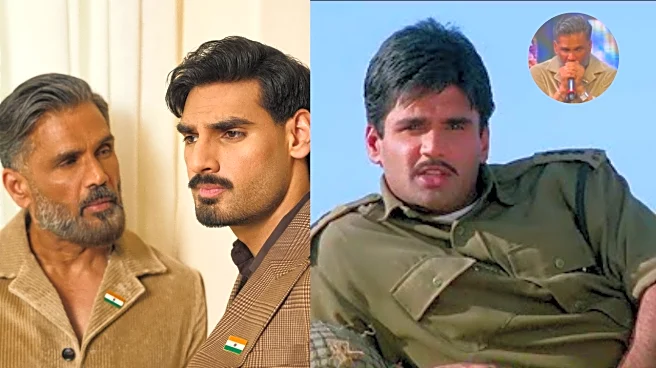 OG Border Star Suniel Shetty Recreates 'Maa Shakti De' Dialogue At Event With Son Ahan; See Latter's Reaction