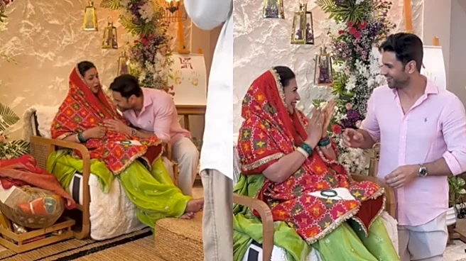 Divyanka Tripathi Blushes As Husband Vivek Dahiya Kisses Her Pregnant Belly During Godh Bharai - WATCH