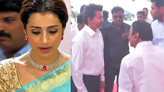 Trisha Waves At Crowd While Attending Vijay's Oath-Taking  Ceremony