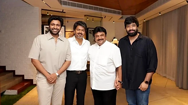 Prabhu Reunites With Puli Co-Star TN CM Vijay; Vikram Prabhu, Adhik Ravichander Join Him
