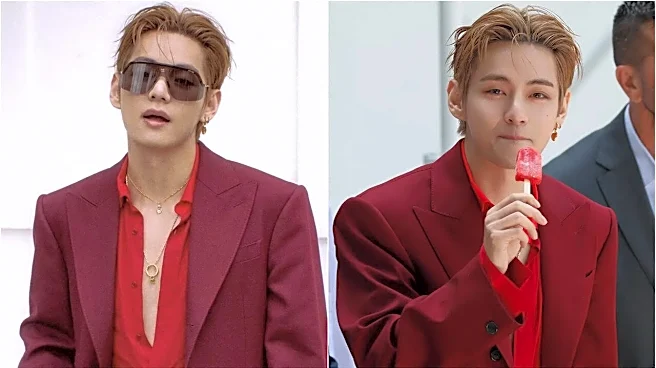 BTS V's Red Fiery Charm Sets Paris Temperatures Soaring - Internet Burns Seeing His Bold Aura At Celine Event; PHOTOS