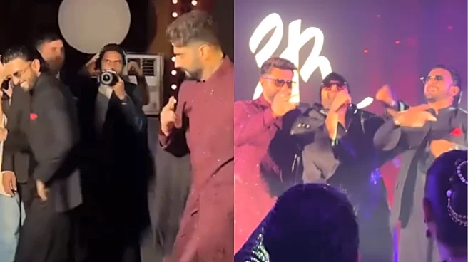Ranveer Singh, Arjun Kapoor Bring Back Gunday Vibes At Anshula's Wedding Reception; Join Himesh Reshammiya On Stage - Watch