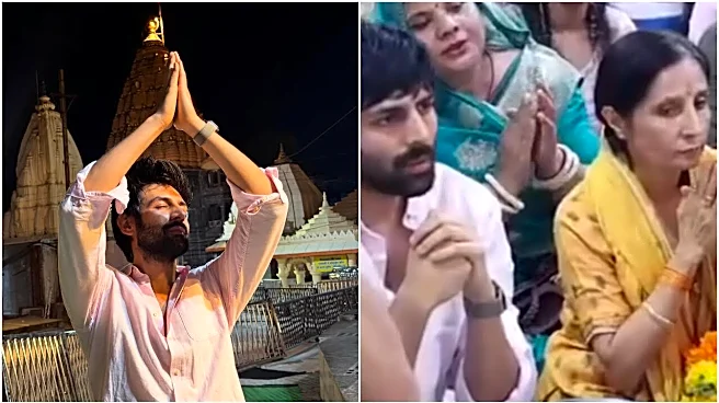 Kartik Aaryan Spotted At Ujjain's Mahakaleshwar Temple With Mom Post First National Award For Best Actor Win