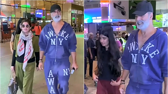 Akshay Kumar Back In Bay With Wife Twinkle Khanna; Daughter Nitara Leaves Fans In Awe Of Actor's Happy Family - WATCH