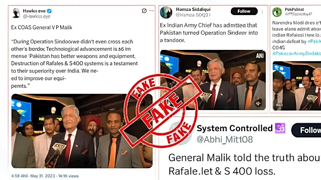 Fake Alert: Did Ex-Indian Army Chief Praise Pakistan, Admit Rafale Losses? No, Video Is AI-Made