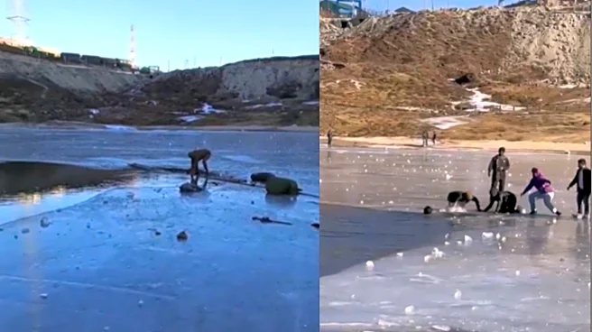 Frozen Lake Turns Fatal in Arunachal: Two Kerala Tourists Drown After Slipping into Sela Lake, One Rescued - Scary Visuals
