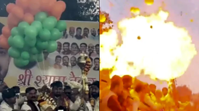 Video: Terrifying Visuals as Balloons Burst Into Flames at BJP Event in Ujjain