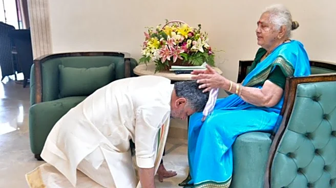 Shivakumar Touches His Mother's Feet, Seeks Blessings For New Innings As Karnataka CM