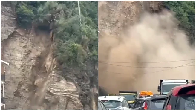 Massive Landslide Hits Himachal Pradesh's Shimla Bypass, Dramatic Video Captures Hillside Collapse