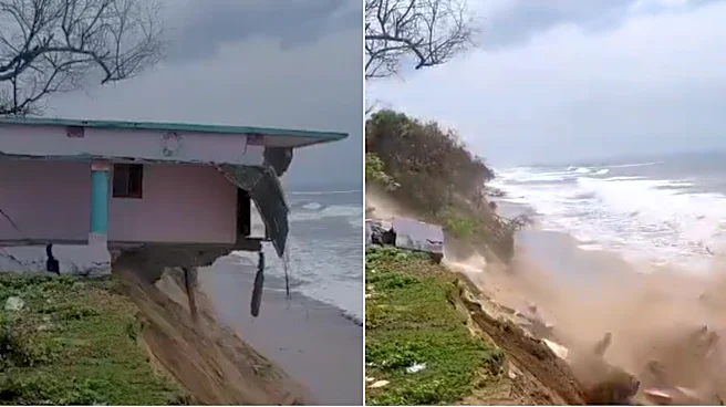 House Swept Away by Sea as Coastal Erosion Worsens Along Odisha Coast | WATCH