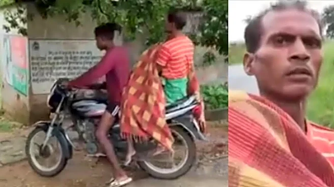 Heartbreaking Scene from Odisha: Grieving Husband Takes Wife's Body Home on Motorcycle