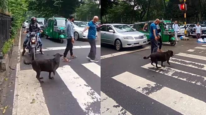 Cutest Video Of The Month! Dhaka’s Busy Traffic Cooperates Patiently As Man Helps Disabled Dog Cross A Road | VIRAL