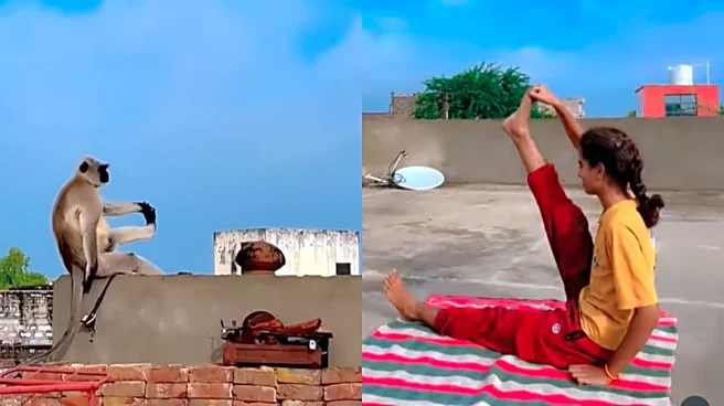 ‘He Too Is Health Conscious’: Adorable Video Of Langoor Copying Woman Doing Yoga Amuses Internet